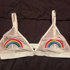 Free Press Mint Sheer Bralette with rainbow patches